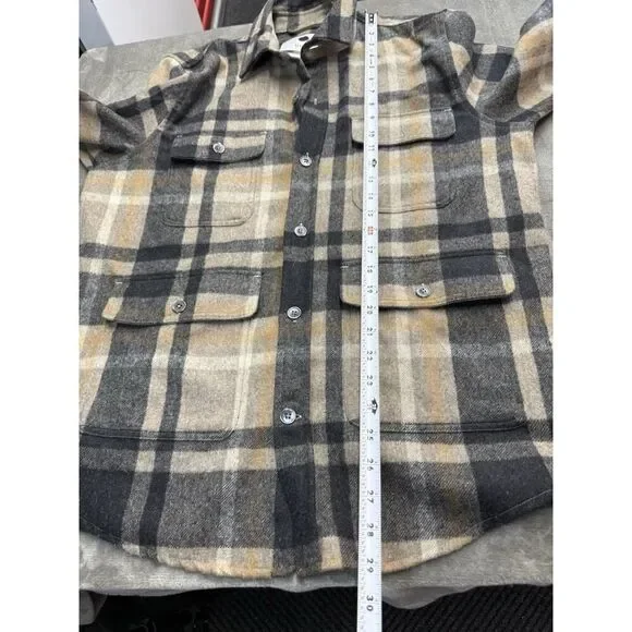 NN 07 Eddard Plaid Button-up Wool Blend Shirt Jacket Italian fabric L